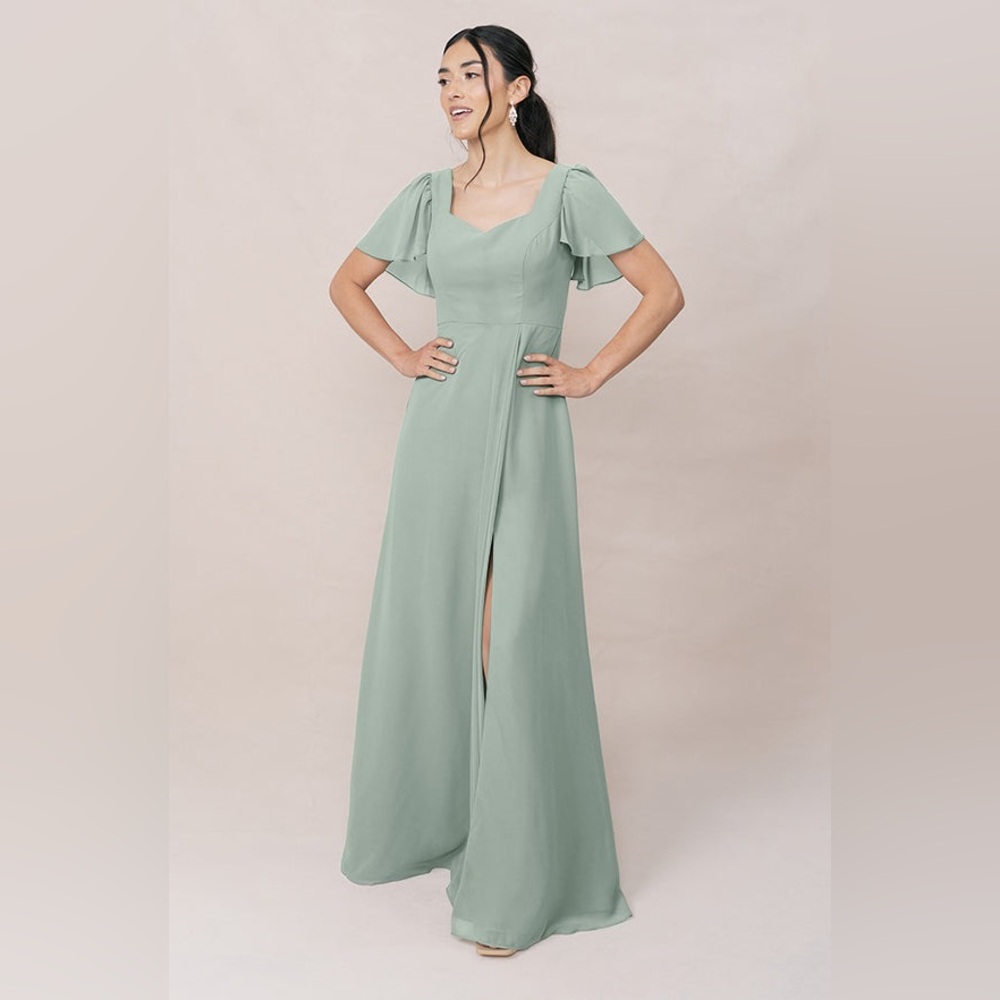 Revelry Madeline Convertible Chiffon Bridesmaid Dress in Sage Green